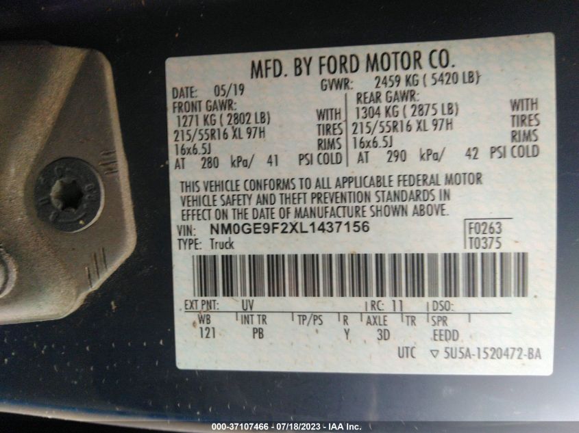 2020 FORD TRANSIT CONNECT WAGON XLT - NM0GE9F2XL1437156
