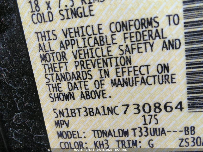 2022 NISSAN ROGUE SV - 5N1BT3BA1NC730864