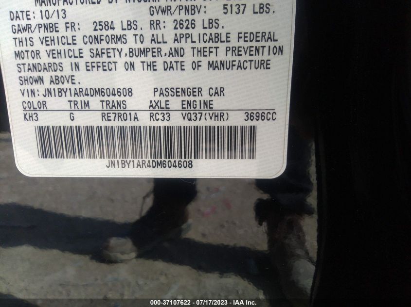 2013 INFINITI M37 JN1BY1AR4DM604608