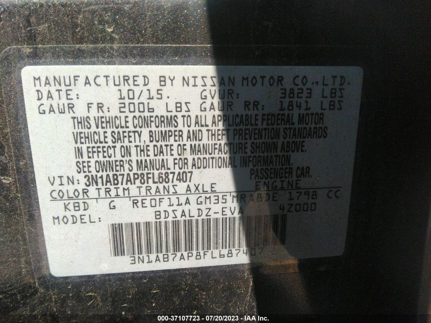 VIN 3N1AB7AP8FL687407 2015 NISSAN SENTRA no.9