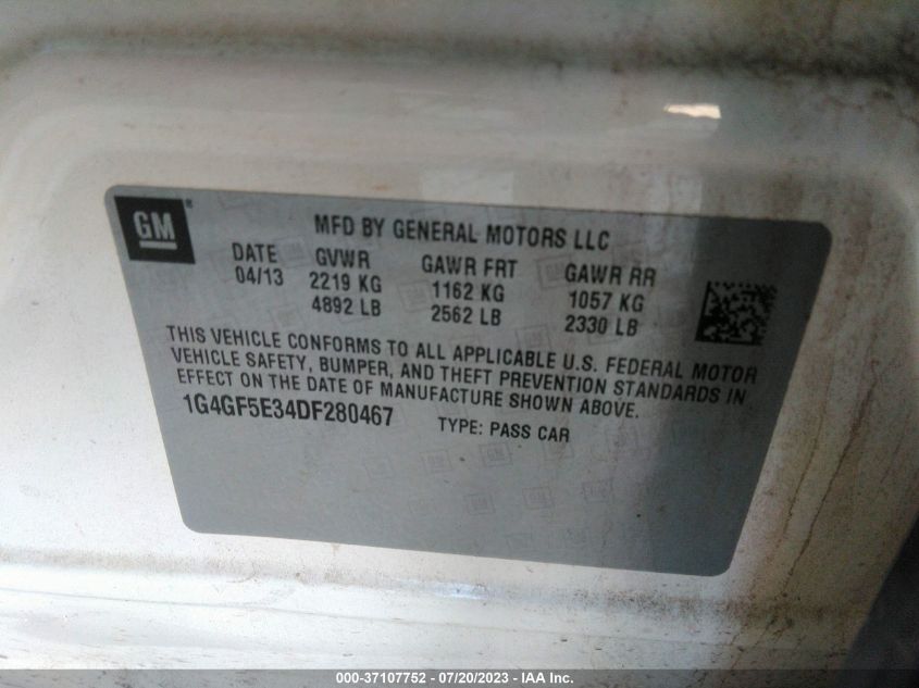 2013 BUICK LACROSSE PREMIUM - 1G4GF5E34DF280467