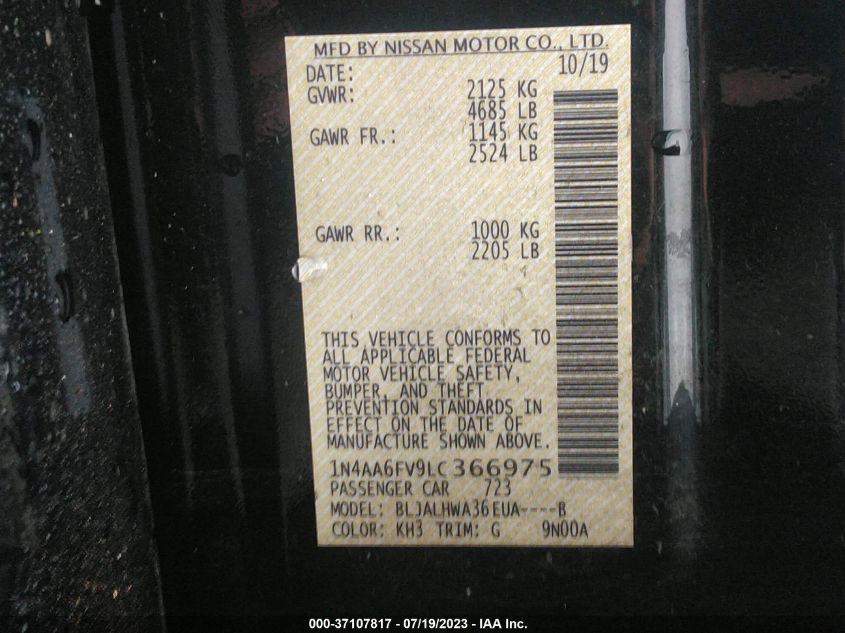 2020 NISSAN MAXIMA PLATINUM - 1N4AA6FV9LC366975