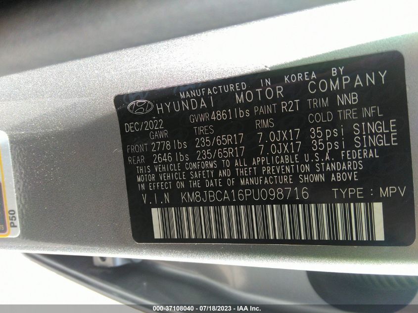 2023 HYUNDAI TUCSON HYBRID BLUE - KM8JBCA16PU098716