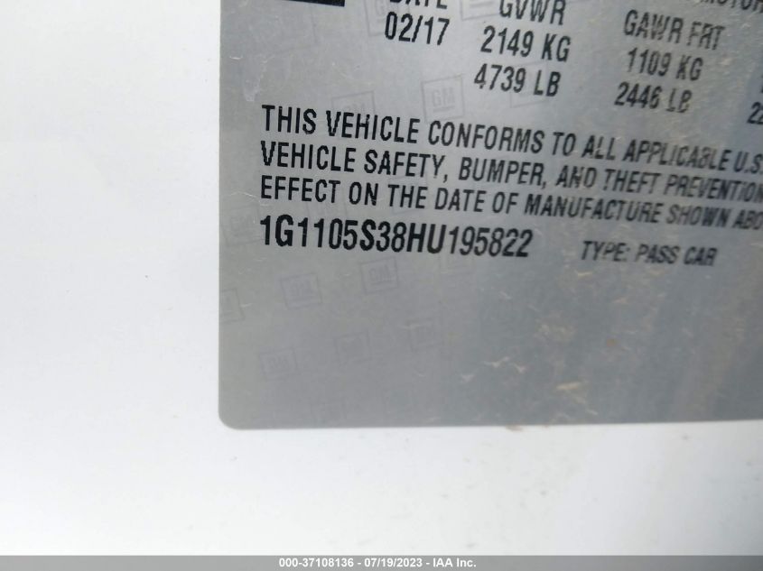 2017 CHEVROLET IMPALA LT - 1G1105S38HU195822