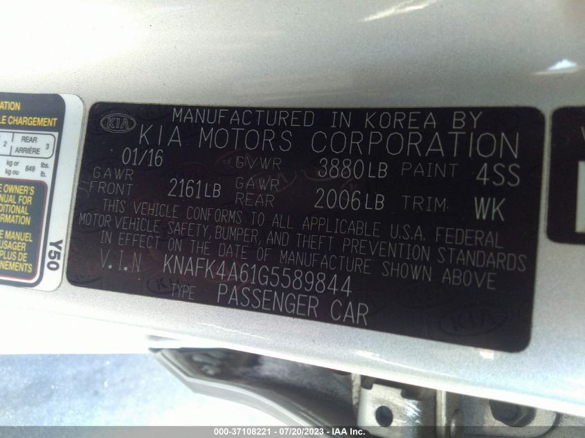 2016 KIA FORTE LX - KNAFK4A61G5589844