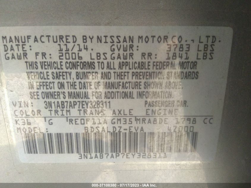2014 NISSAN SENTRA SV - 3N1AB7AP7EY328311