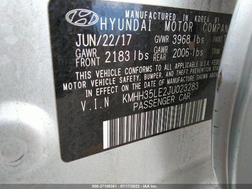 2018 HYUNDAI ELANTRA GT - KMHH35LE2JU023283