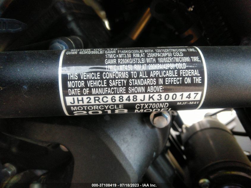 2018 HONDA CTX700 ND JH2RC6848JK300147