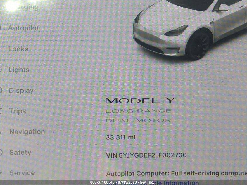 2020 TESLA MODEL Y LONG RANGE/PERFORMANCE - 5YJYGDEF2LF002700