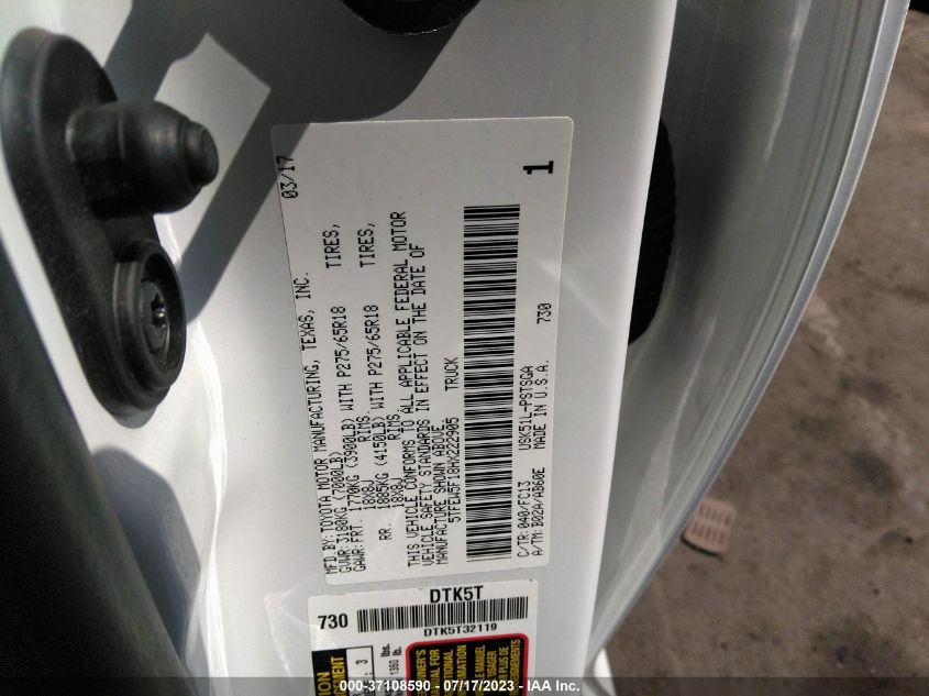2017 TOYOTA TUNDRA 2WD SR5 5TFEW5F18HX222905