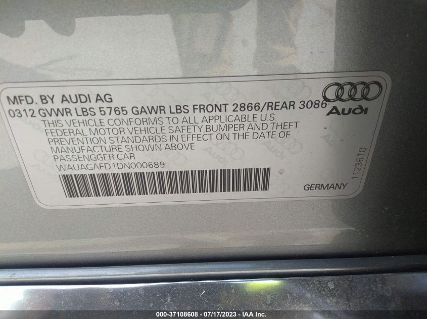 2013 AUDI A8 3.0L - WAUAGAFD1DN000689