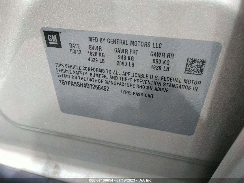 2013 CHEVROLET CRUZE LS - 1G1PA5SH4D7266462