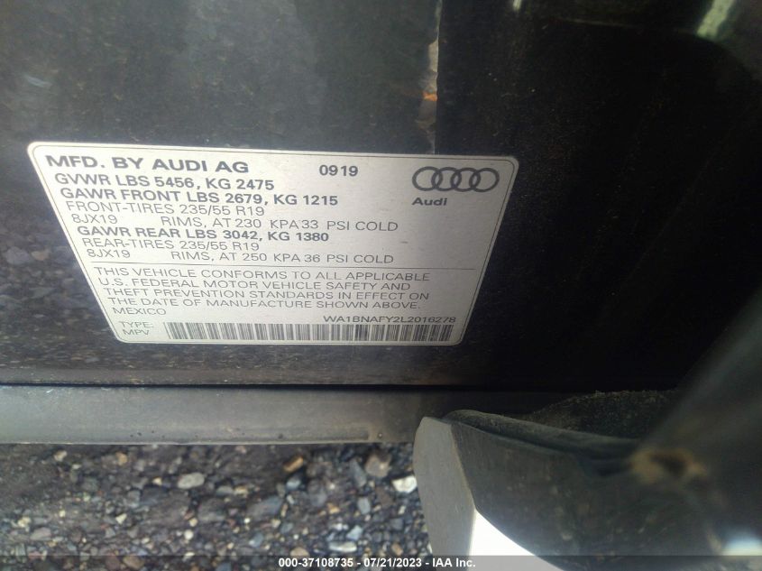 WA1BNAFY2L2016278 2020 AUDI Q5, photo no. 9