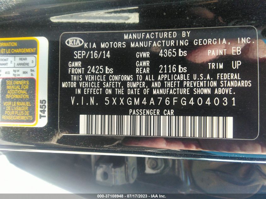 2015 KIA OPTIMA LX - 5XXGM4A76FG404031