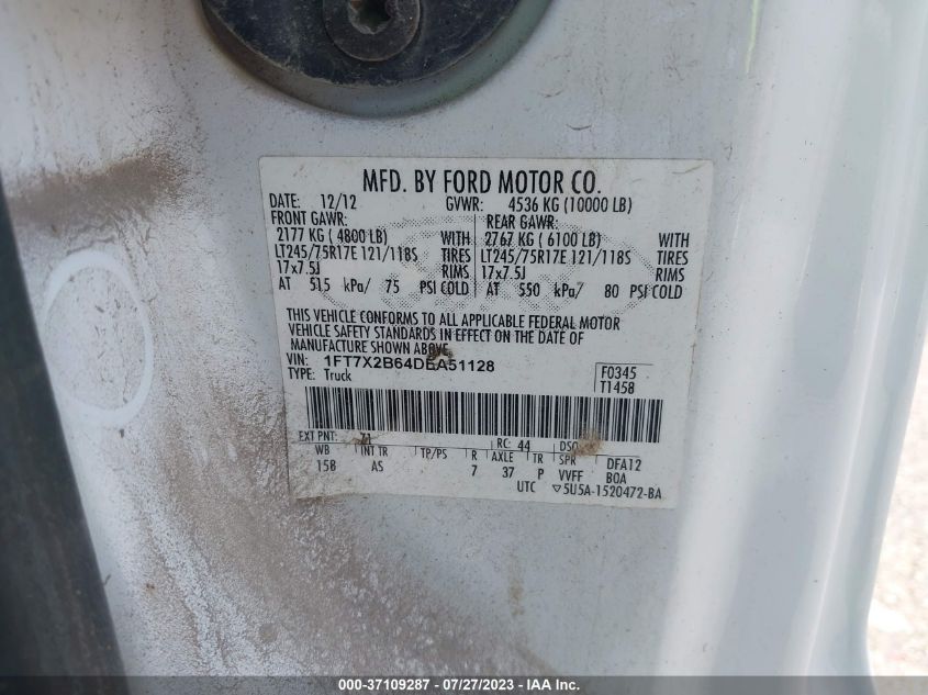 2013 FORD SUPER DUTY F-250 SRW XL/XLT/LARIAT - 1FT7X2B64DEA51128