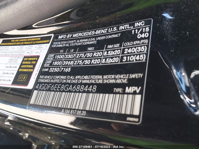 2016 MERCEDES-BENZ GL GL 450 - 4JGDF6EE8GA688448