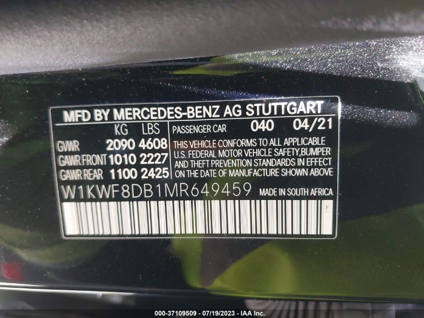 2021 MERCEDES-BENZ C-CLASS C 300 - W1KWF8DB1MR649459