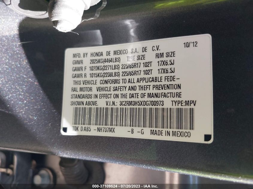 2013 HONDA CR-V EX - 3CZRM3H5XDG700973