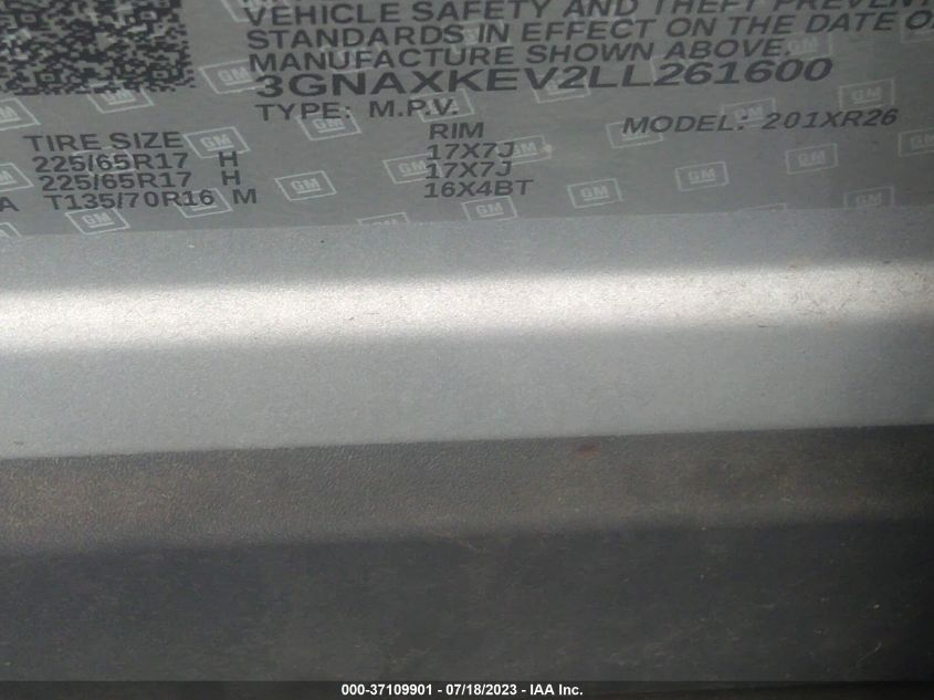 2020 CHEVROLET EQUINOX LT - 3GNAXKEV2LL261600