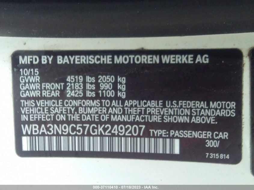 2016 BMW 4 SERIES 428I XDRIVE - WBA3N9C57GK249207