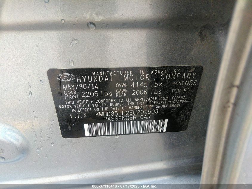 2014 HYUNDAI ELANTRA GT - KMHD35LH2EU209503