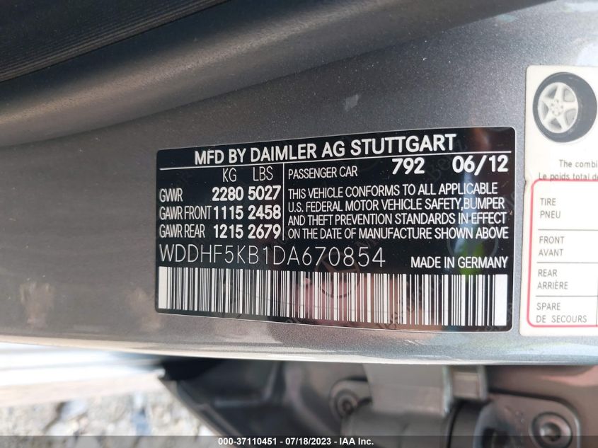 2013 MERCEDES-BENZ E-CLASS E 350 - WDDHF5KB1DA670854
