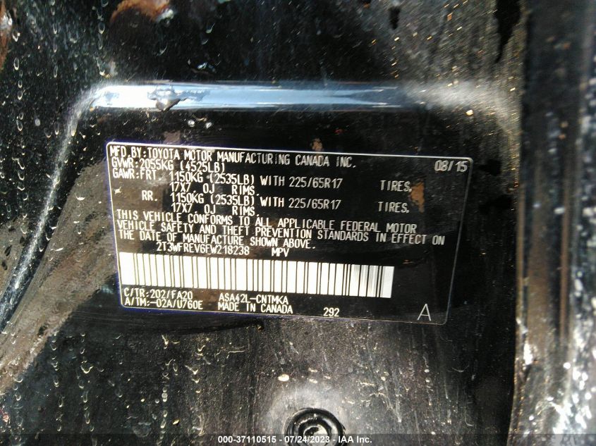 2015 TOYOTA RAV4 XLE - 2T3WFREV6FW218238