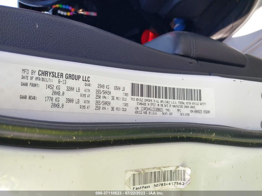 2013 DODGE DURANGO SXT - 1C4RDHAG1DC698631