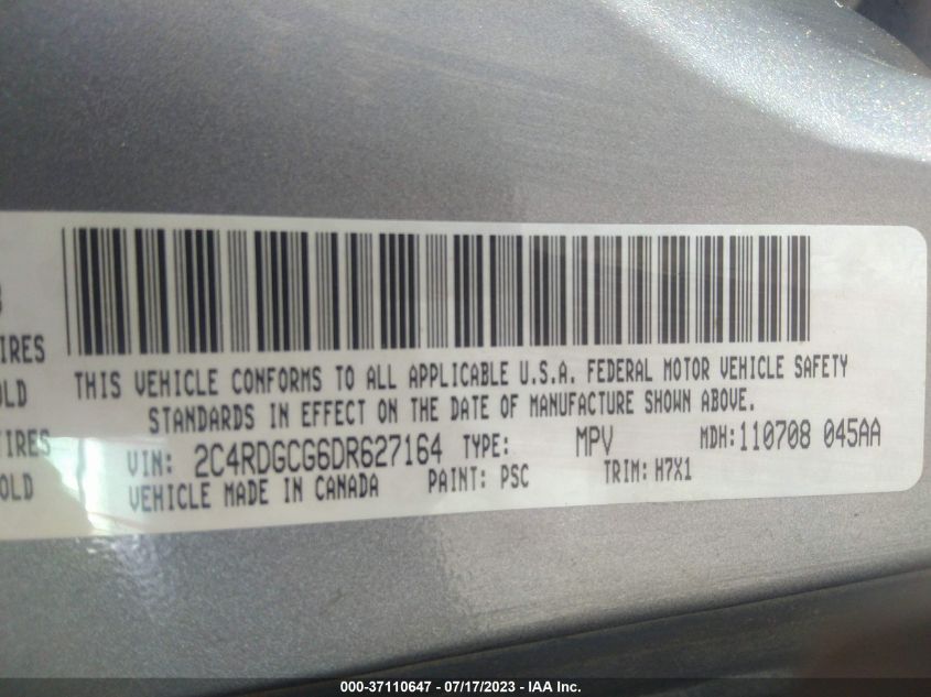 2013 DODGE GRAND CARAVAN SXT - 2C4RDGCG6DR627164