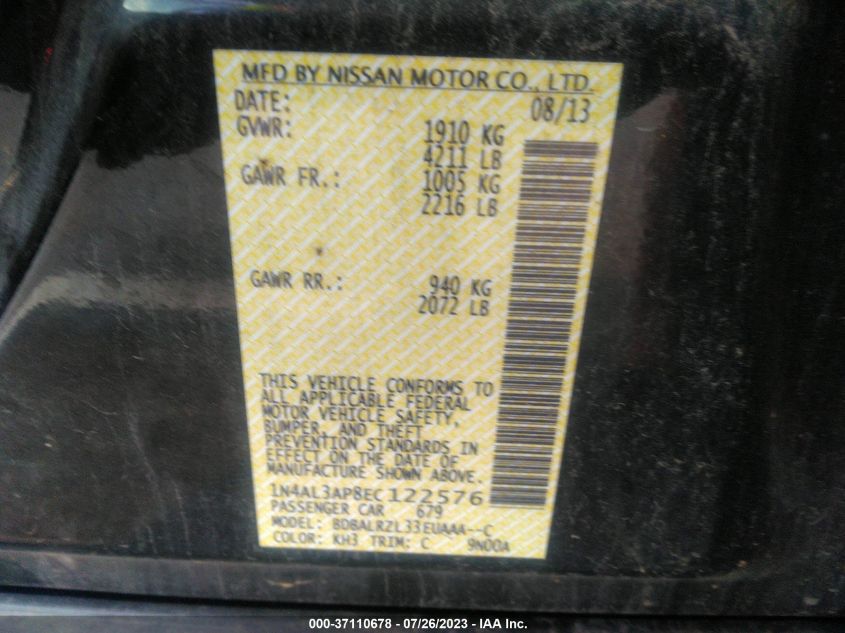 2014 NISSAN ALTIMA 2.5 S - 1N4AL3AP8EC122576