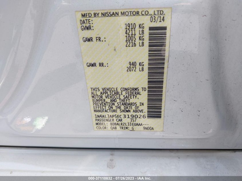 2014 NISSAN ALTIMA 2.5 - 1N4AL3AP5EC319026