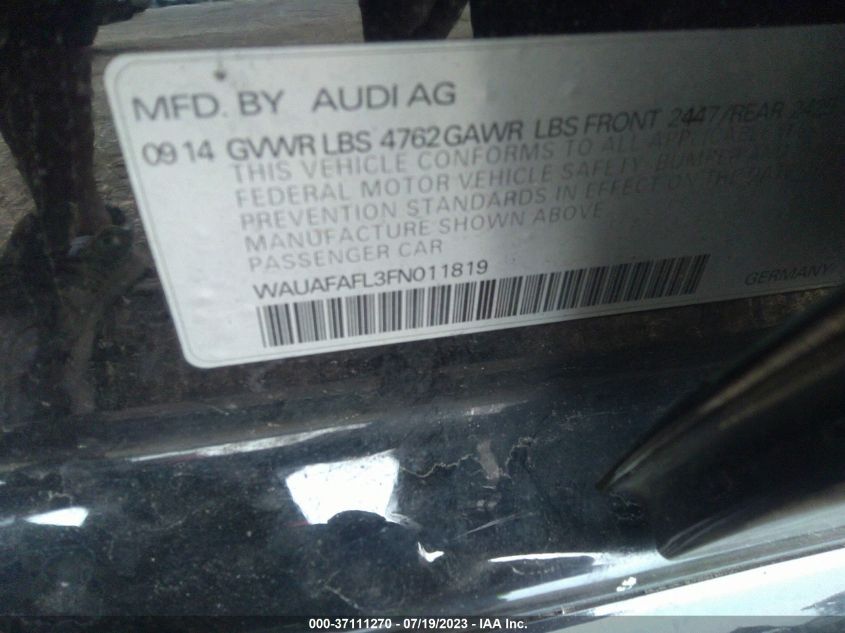 2015 AUDI A4 PREMIUM - WAUAFAFL3FN011819