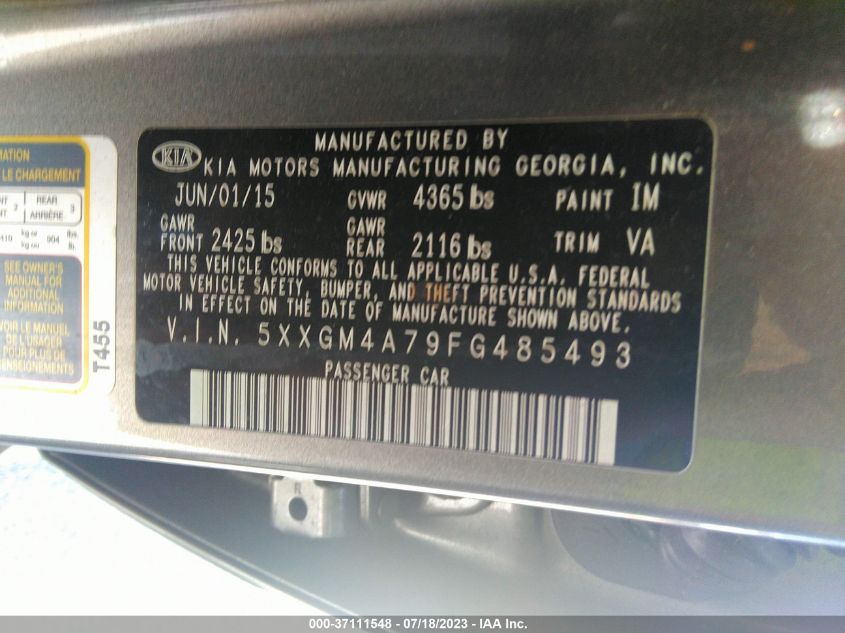 2015 KIA OPTIMA LX - 5XXGM4A79FG485493