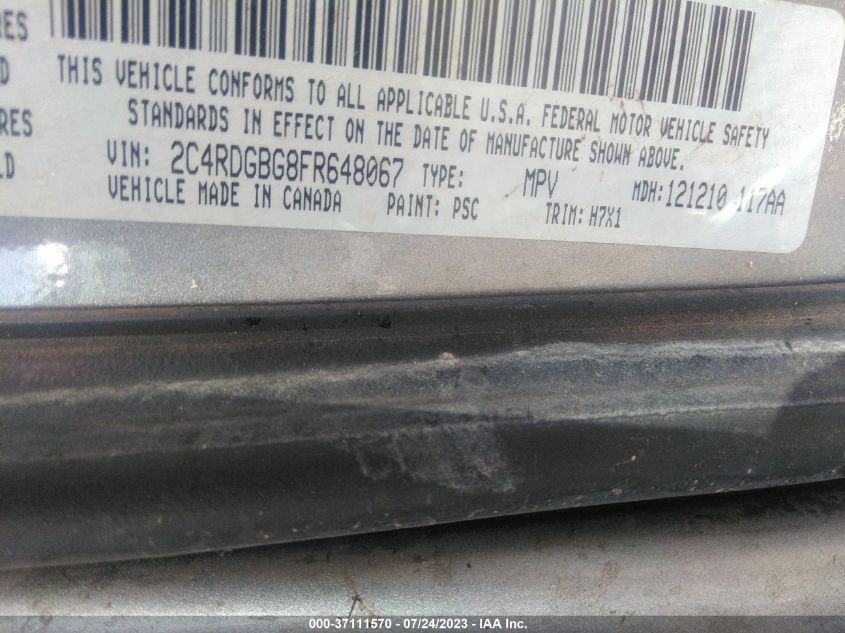 2015 DODGE GRAND CARAVAN SE - 2C4RDGBG8FR648067