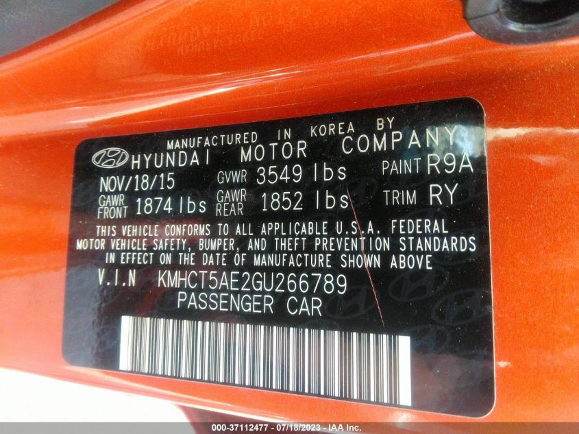 2016 HYUNDAI ACCENT SE - KMHCT5AE2GU266789