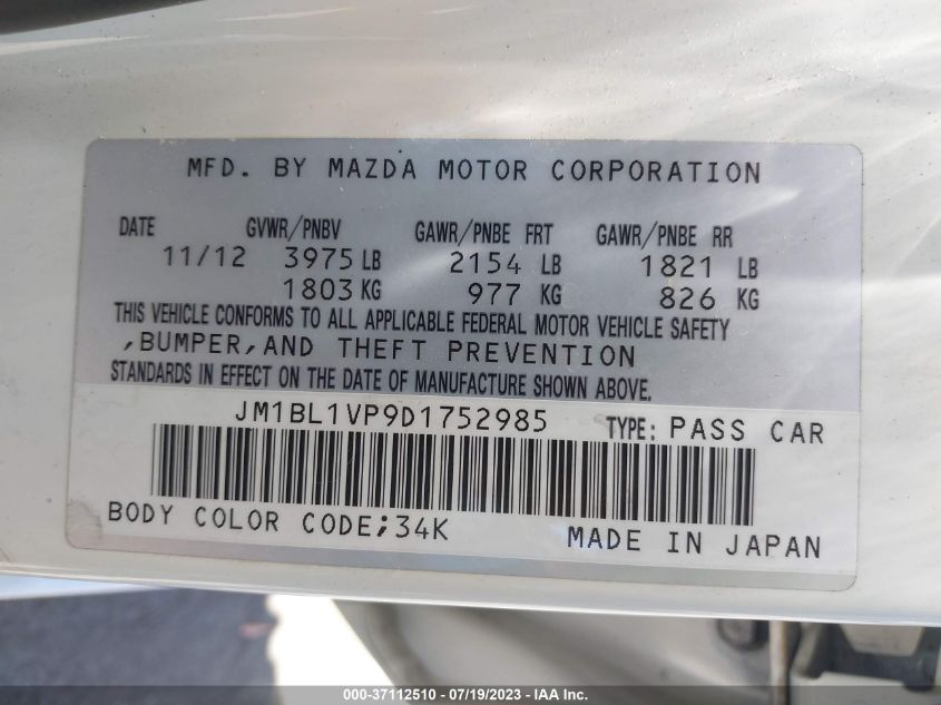 2013 MAZDA MAZDA3 I TOURING - JM1BL1VP9D1752985