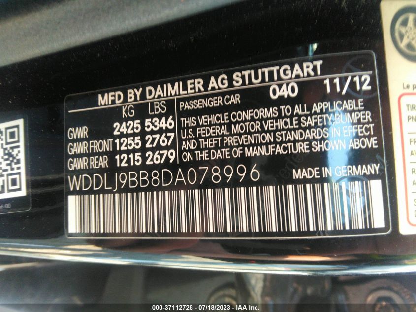 2013 MERCEDES-BENZ CLS-CLASS CLS 550 WDDLJ9BB8DA078996