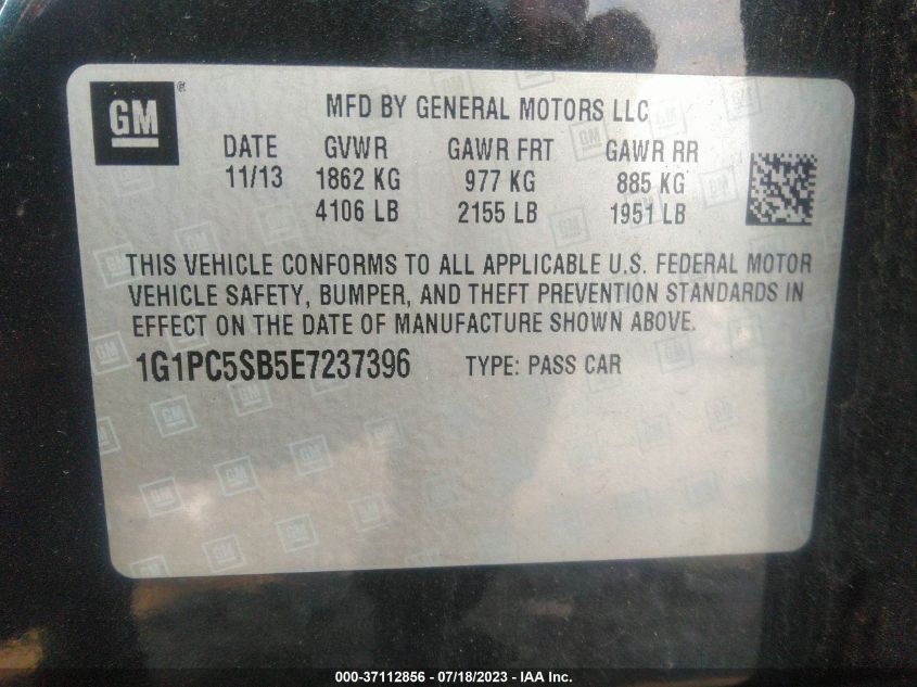 2014 CHEVROLET CRUZE 1LT - 1G1PC5SB5E7237396