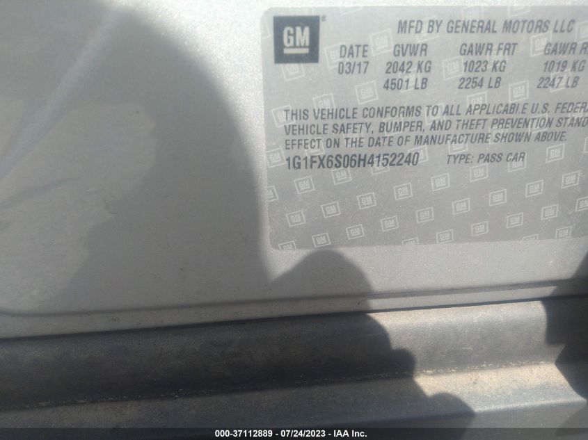 2017 CHEVROLET BOLT EV PREMIER - 1G1FX6S06H4152240