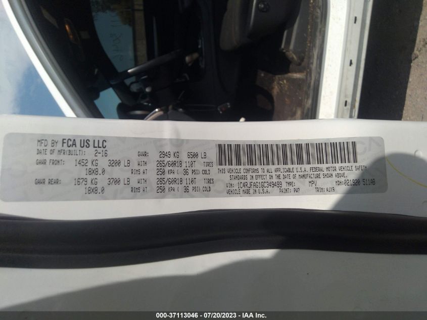 2016 JEEP GRAND CHEROKEE LAREDO - 1C4RJFAG1GC349499