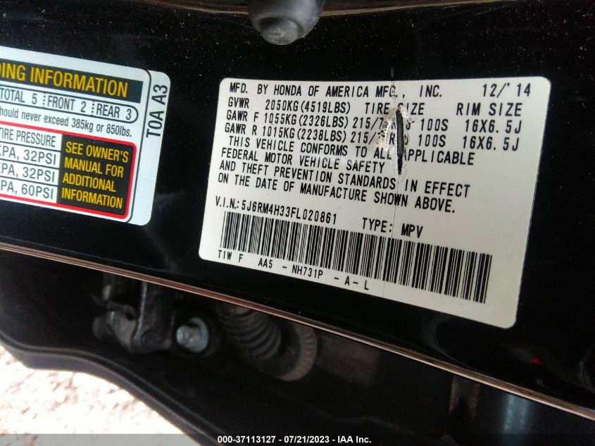 2015 HONDA CR-V LX - 5J6RM4H33FL020861
