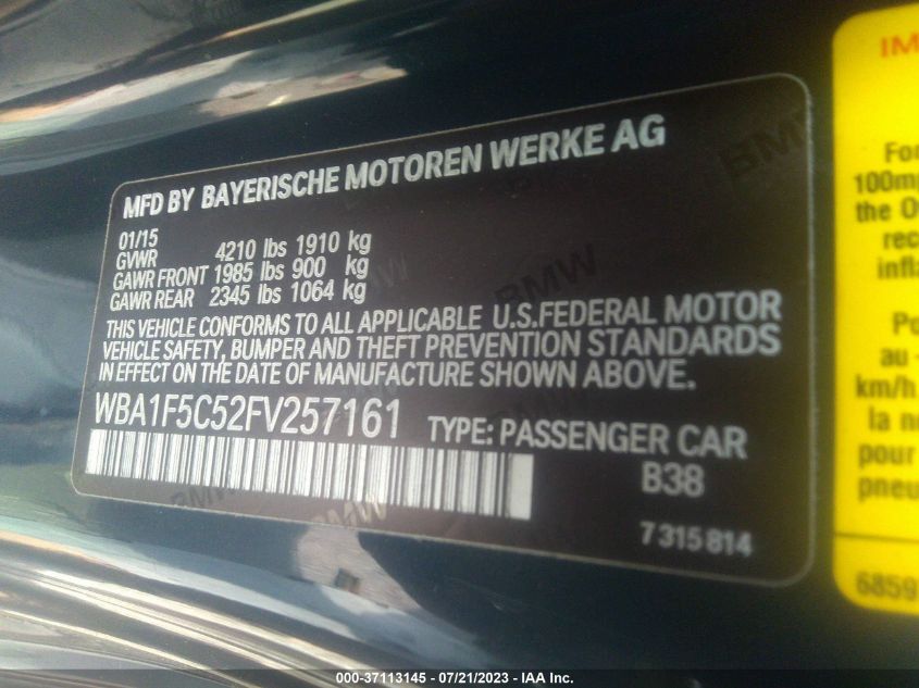 2015 BMW 2 SERIES 228I - WBA1F5C52FV257161