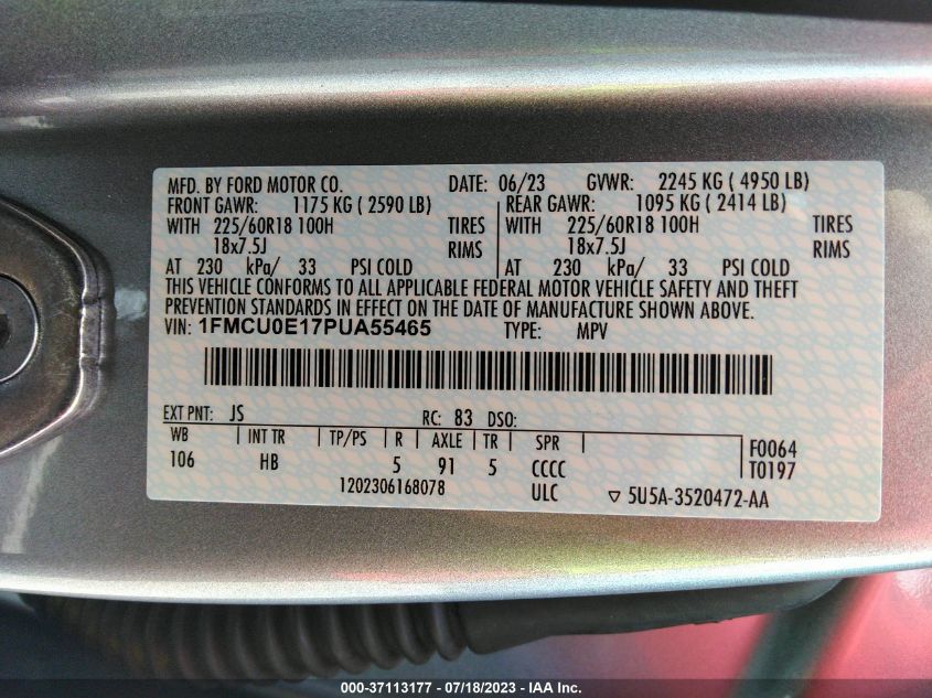 2023 FORD ESCAPE PHEV - 1FMCU0E17PUA55465