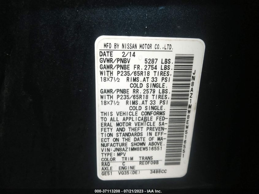 2014 NISSAN MURANO SV - JN8AZ1MW8EW516551