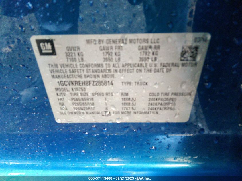 2015 CHEVROLET SILVERADO 1500 LT - 1GCVKREH8FZ285814