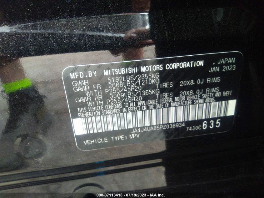 2023 MITSUBISHI OUTLANDER SE/SE BLACK EDITION/SE TE - JA4J4UA85PZ036934