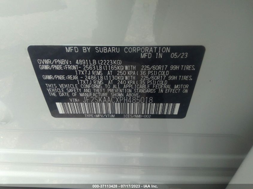2023 SUBARU FORESTER - JF2SKAACXPH485018