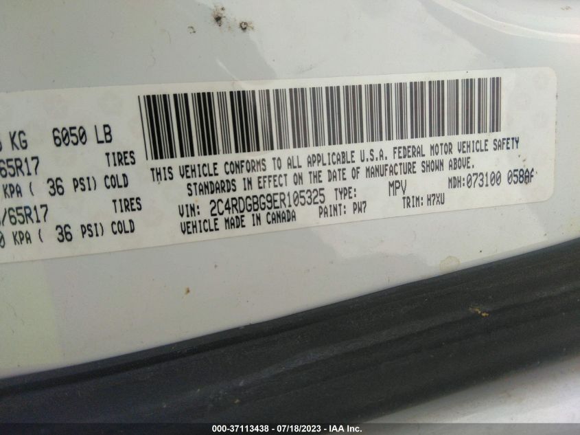 2014 DODGE GRAND CARAVAN AMERICAN VALUE PKG - 2C4RDGBG9ER105325