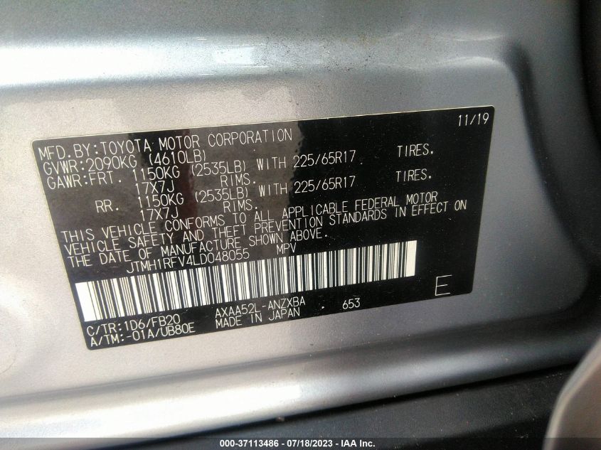 2020 TOYOTA RAV4 LE - JTMH1RFV4LD048055