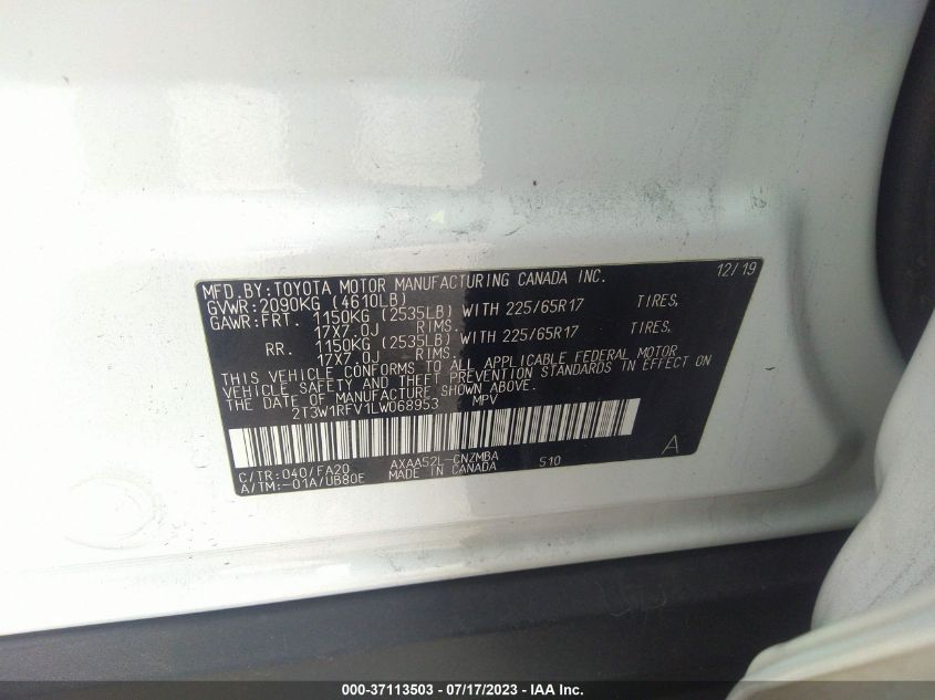 2020 TOYOTA RAV4 XLE - 2T3W1RFV1LW068953